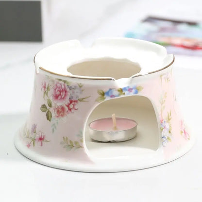 400ML English British Fine China Teapot Heating Base High-Grade Porcelain Tea Warmer Teapot Set Ceramic Holding Furnace