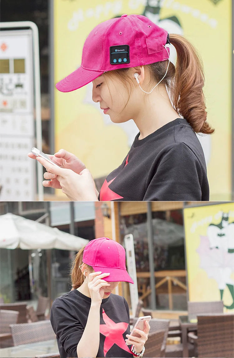Outdoor Sports Baseball Cap with Visor Wireless Bluetooth Hands-free Music Headphone Hat