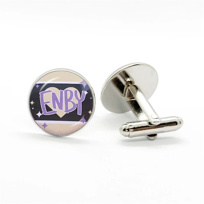 LGBT Rainbow Pride Cufflinks Man High Quality Jewelry Accessories Gay Pride Rainbow Flag Photo Suit Shirt Cuff Links Gift