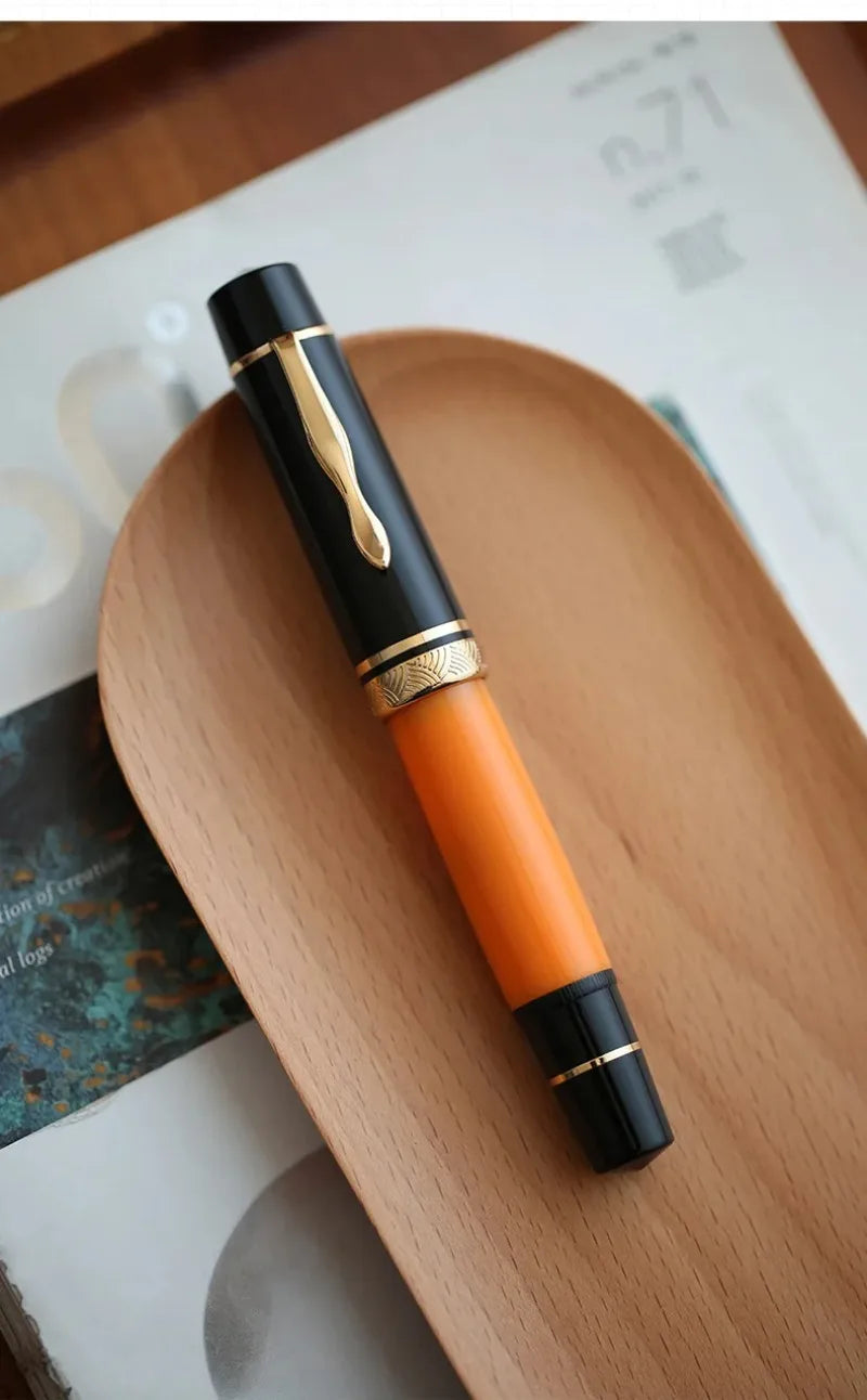 MAJOHN P139 High Quality Fountain Pen Piston Filler Resin Body Ebonite Feed Size 8 40 Nib Rotating Cap Postable Office Gift