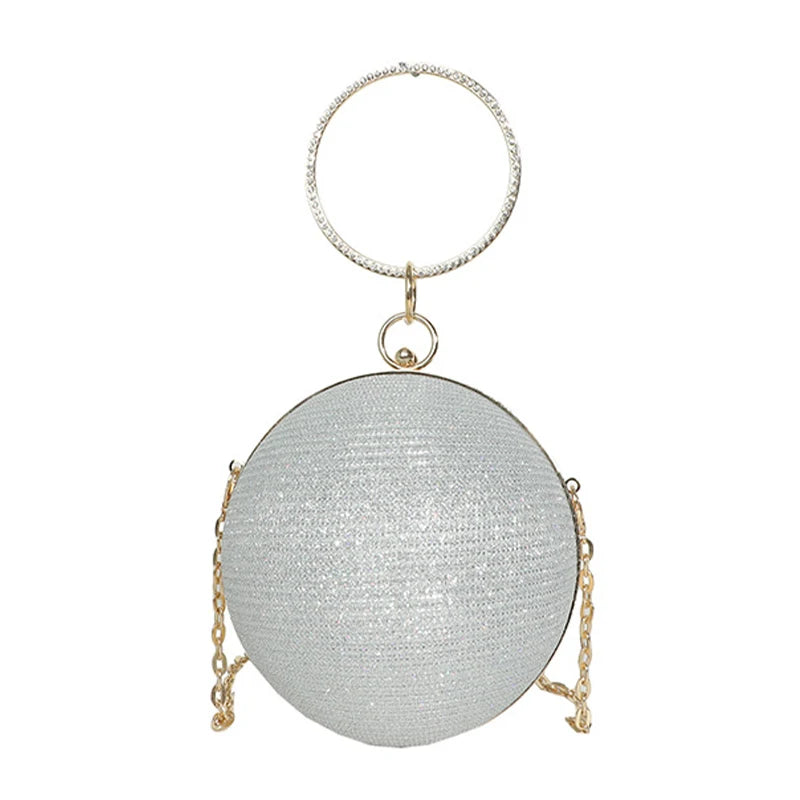Circular Ring Portable Evening Bags Metal Round Ball Handbags For Lipstick Elegant Luxury Clutch Purse Wedding Wallets