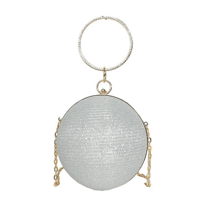 Circular Ring Portable Evening Bags Metal Round Ball Handbags For Lipstick Elegant Luxury Clutch Purse Wedding Wallets