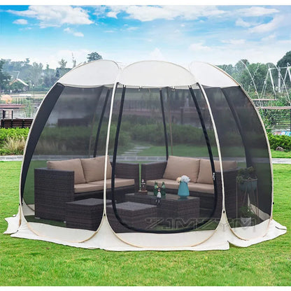 Pop Up Panoramic Mesh Tent Large Full View Mesh Tent for Backyard Patio Camping Picnic Beach Bug Proof High Ventilation