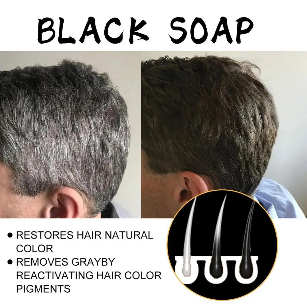 Hair Darkening Shampoo Bar White Hair To Black Shampoo Soap Black Hair Shampoo Cover Grey Hair Soap Conditioner Repair Essence