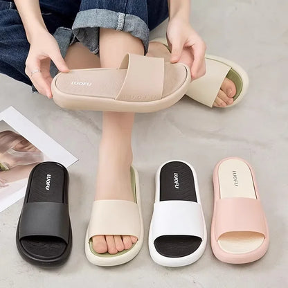LUOFU Ladies Slippers Anti-Slip Soft Sole Fashionable Thick Bottom Women's Slip-On Shoes Comfortable Home Footwear