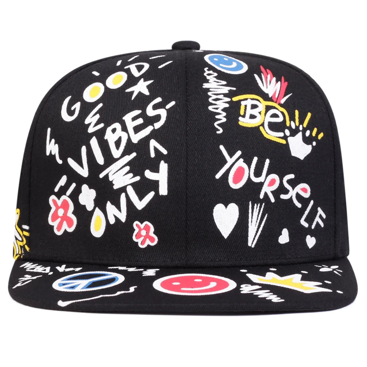 Unisex Smiling Graffiti Print Hip-hop Hats Spring Autumn Outdoor Adjustable Casual Baseball Caps Sunscreen Hat Sports Cap