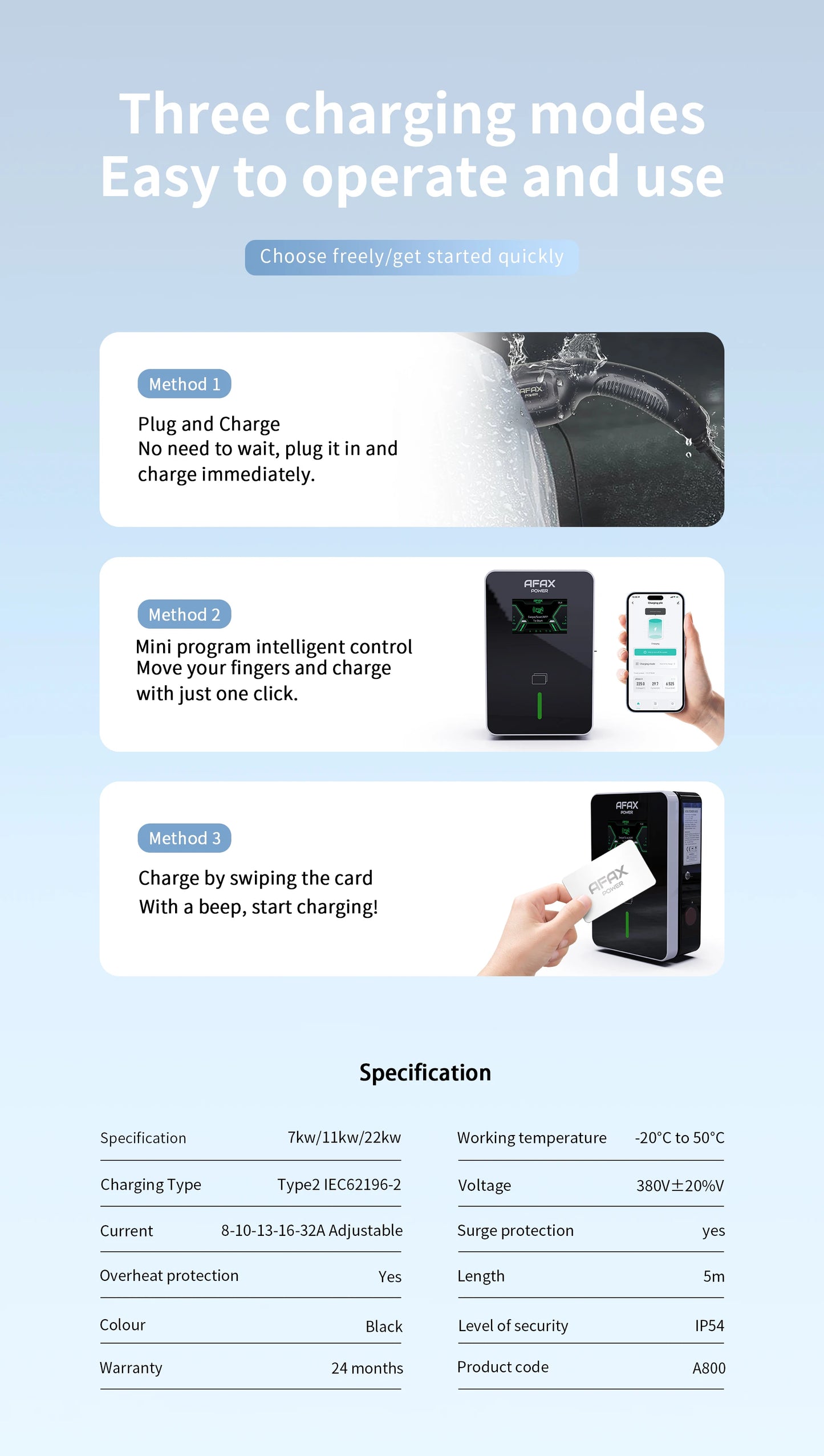 New Energy Vehicle Parts Type2 GB/T 7.6kw 11kw 22kw EV 16A AC Charging Station For Electric Car Charger
