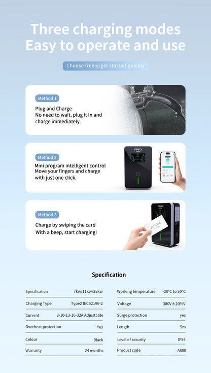 New Energy Vehicle Parts Type2 GB/T 7.6kw 11kw 22kw EV 16A AC Charging Station For Electric Car Charger