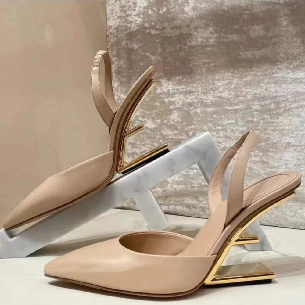 Women Single Shoes Fashion Sexy Anti Slip High Heels 2025New Special-shaped Half-support Simple Banquet Shoes for Women Footwear