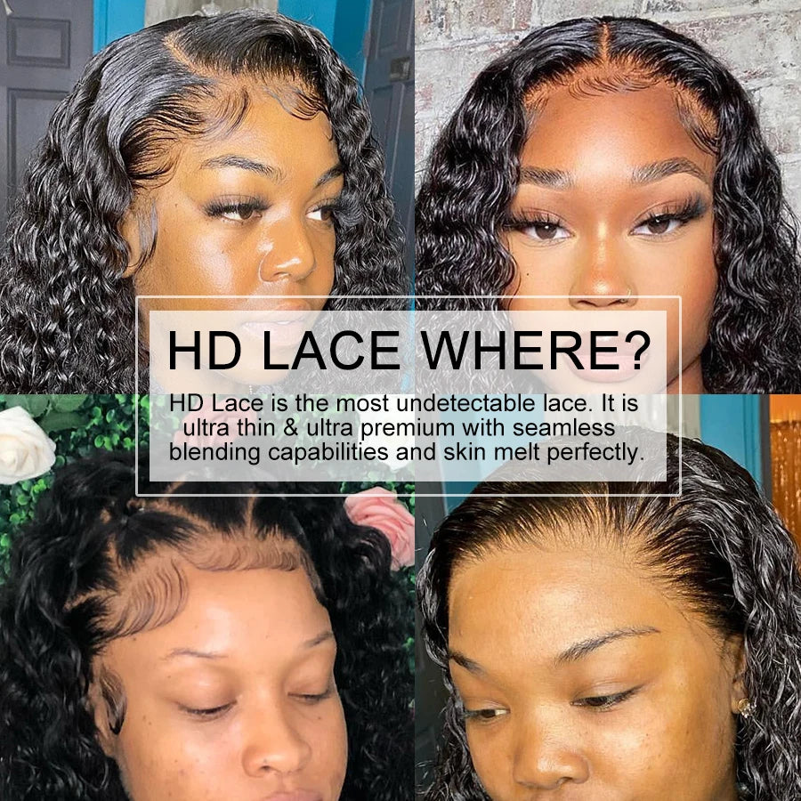 36in Curly 13x6 HD Lace Frontal Wig Water Wave 13x4 HD Transparent Lace Front Human Hair Wigs For Women Brazilian Pre plucked