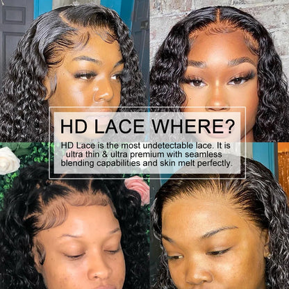 36in Curly 13x6 HD Lace Frontal Wig Water Wave 13x4 HD Transparent Lace Front Human Hair Wigs For Women Brazilian Pre plucked