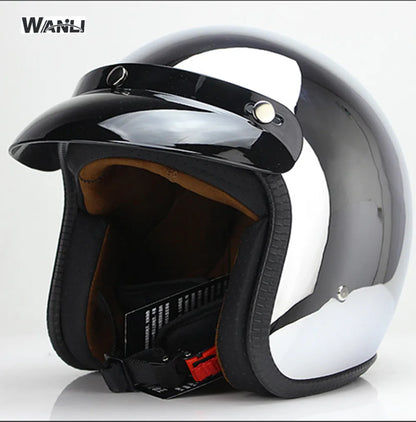 Mirror Silver Chrome Motorcycle Helmet Open Face Moto  Electric Bicycle Helmet Men Women Summer Scooter Motorbike CE