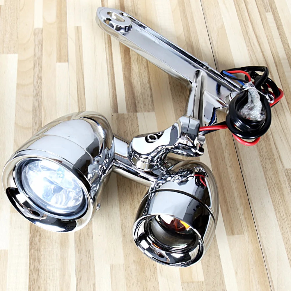 Chrome Fairing Mounted Driving Lights Smoked Turn Signals For Harley 2014-2023 Electra Street Glide Models