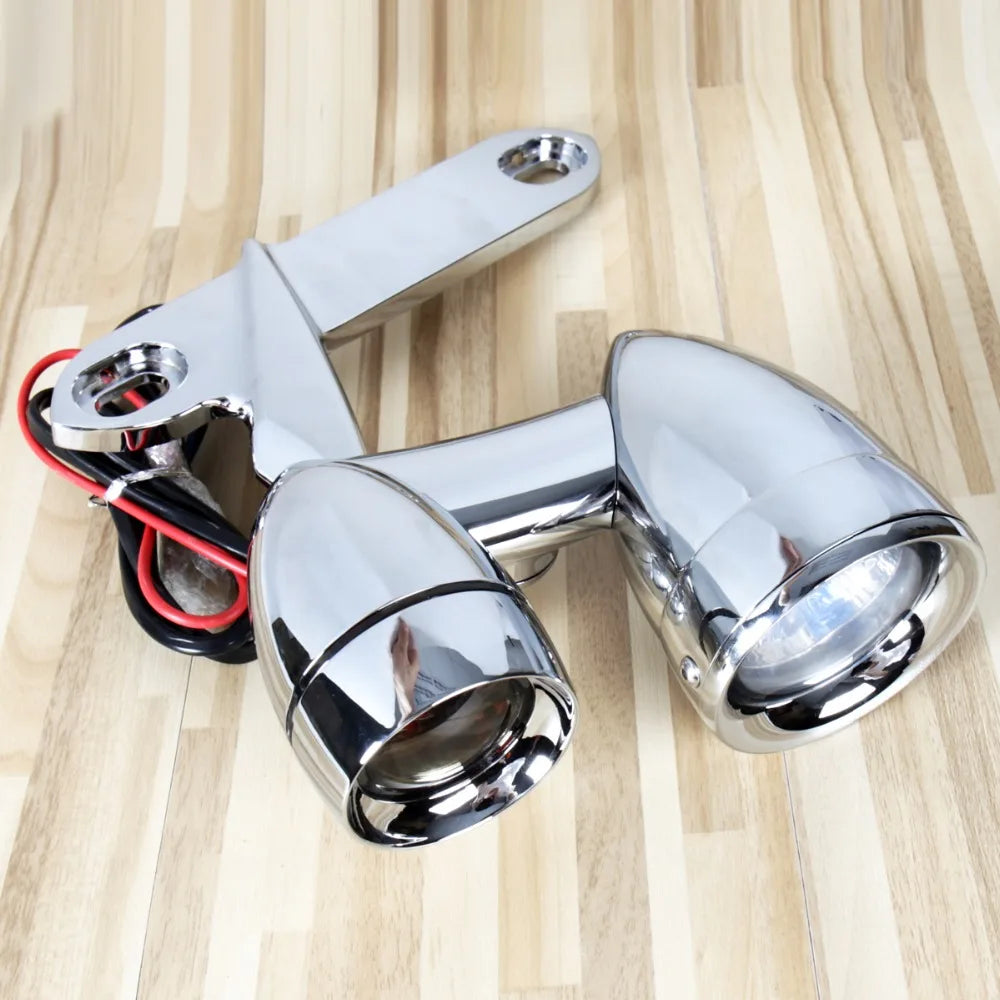Chrome Fairing Mounted Driving Lights Smoked Turn Signals For Harley 2014-2023 Electra Street Glide Models