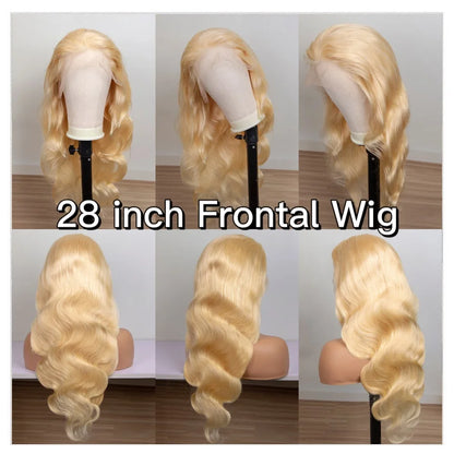 13x4 13x6 360 HD Transparent 613 Lace Frontal Wig Honey Blonde Color Brazilian Raw Body Wave Lace Front Human Hair Wig For Women