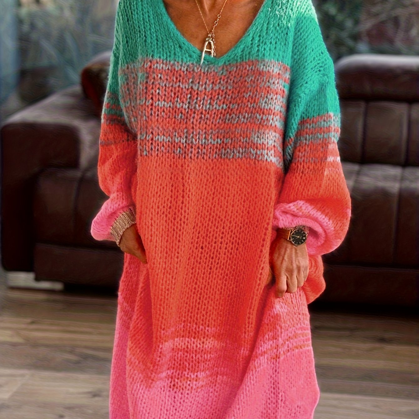 New Arrival Women's Urban Casual Color Block Dress