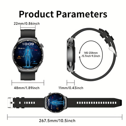 Coiusor new Men's business smart watch 1.53 inches, mobile phone sync information, wireless call, IP68 waterproof 100+ sports modes, outdoor sports fitness tracker, three watch bands, Men's gifts can connect to iPhone and And