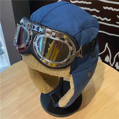 Unisex Winter Outdoor Hat with Goggles, Thickened Lining and Warm Ear Flaps for Cycling Ski Activities, Winter Hats For Men, Winter Hats For Women, Snow Hat, Winter Thermal Hat, Winter Goggles, Ski Helmet With Goggles, Winter