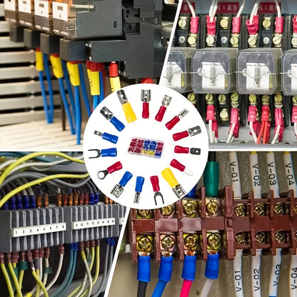 300pcs Electrical Wire Crimp Connector Kit Featuring Insulated Copper Terminal Blocks With Ring, Fork, And Spade Connectors. Ideal For DIY Wiring And Repairs, This Kit Operates In Uncharged Power Mode And Contains No Electron
