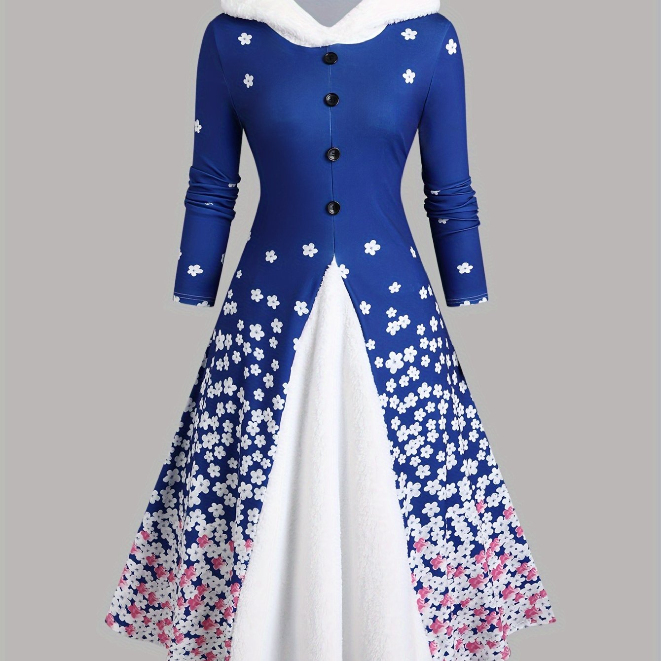 New Autumn And Winter Collection: Stylish Printed Fitted Dress with Long Sleeves And a Hooded Design