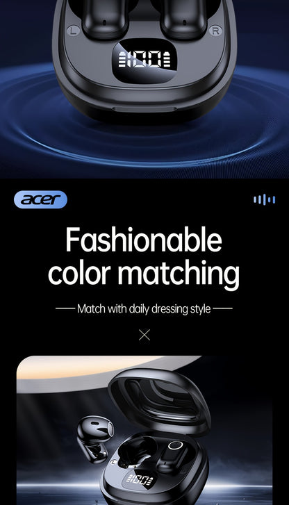 ACER TWS Wireless Earbuds with Deep Noise Reduction - 50h Long Standby, Low Latency, HIFI Stereo Sound, Touch Control, Rechargeable Lithium Battery, Ideal for Running & Sports, Sports Headphones|Ergonomic Design|Durable Plast