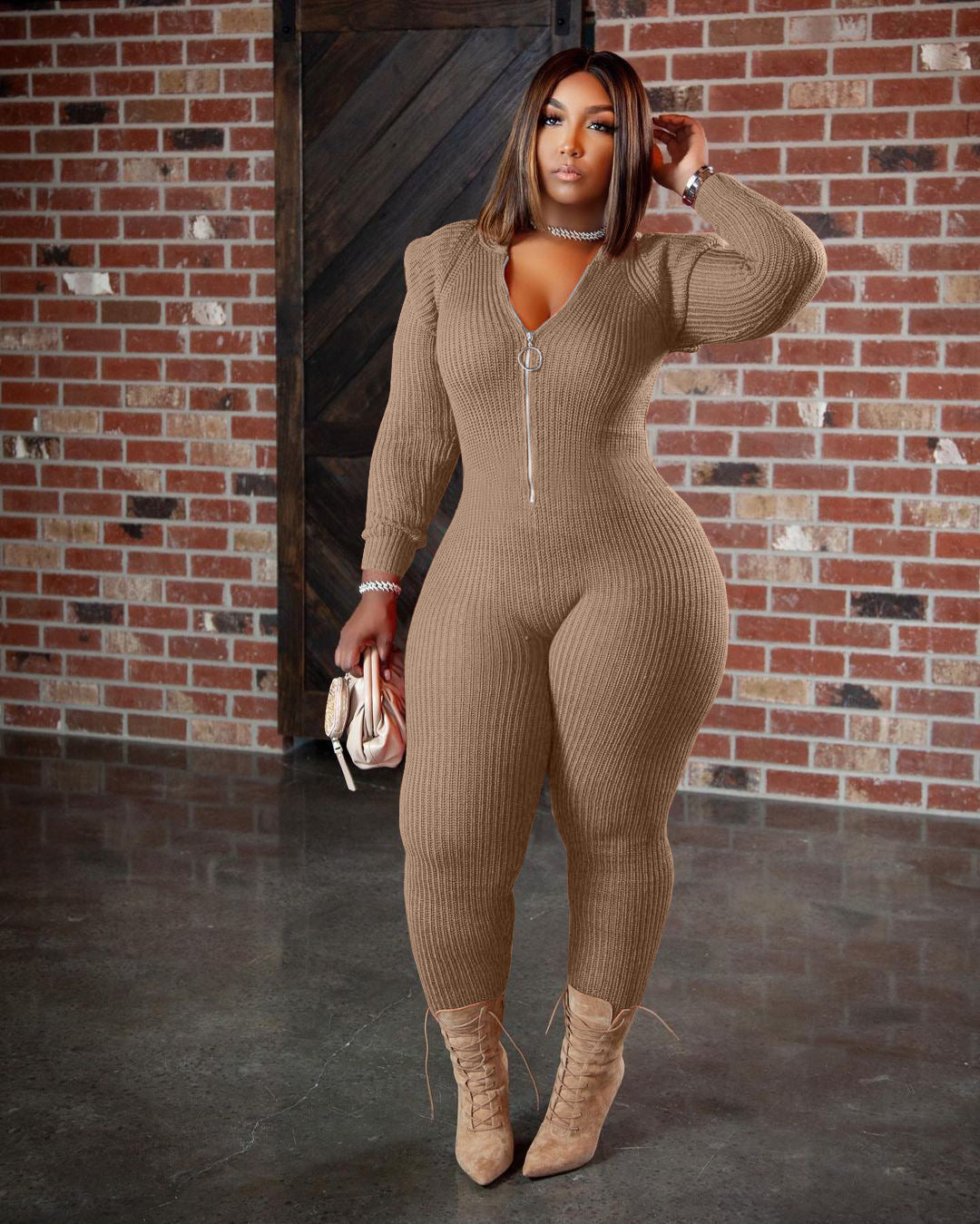 HERTALK Women Fashion Imitation Padded Shoulder Hooded Jumpsuit | Casual Fall/Winter Style with Off the Shoulder Collar, Long Sleeve, Ruffle Details, Palazzos Hem