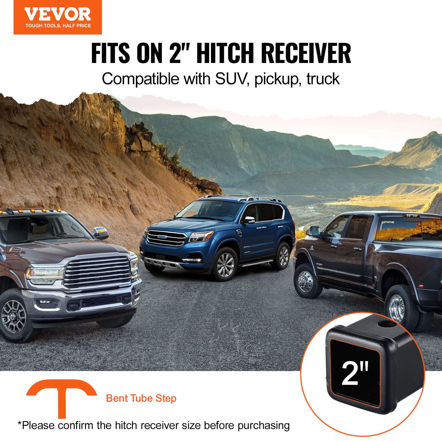 VEVOR Hitch Step for 2" Receiver Universal Trailer Tow Rear Bumper Guard Steel Arrow/elbow type