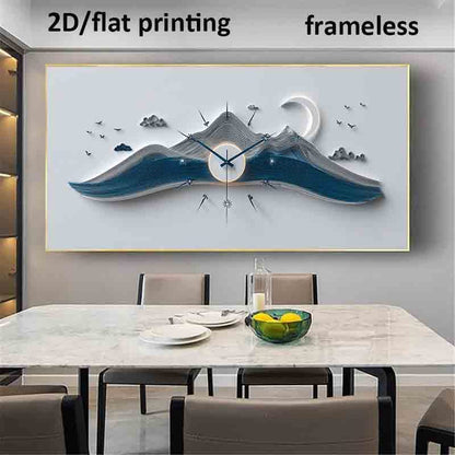 1pc Extra Large Modern Minimalist Ocean Wave Clock Canvas Poster - Frameless Wall Art Print, Large Modern Decor for Living Room, Bedroom, Clock Wall Decor, Extra Large Wall Clock, Living Room Wall Pictures, Wall Pictures, Liv
