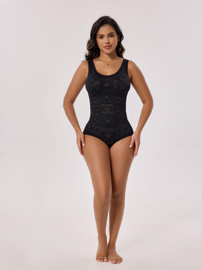 1pc CELILIN Women's Full-Coverage Tummy Control Bodysuit - Seamless Compression Shaping Suit with Bust & Abdominal Shaping, Postpartum Wear, Solid Color Full-Body Shaper (Hand Wash/Dry)