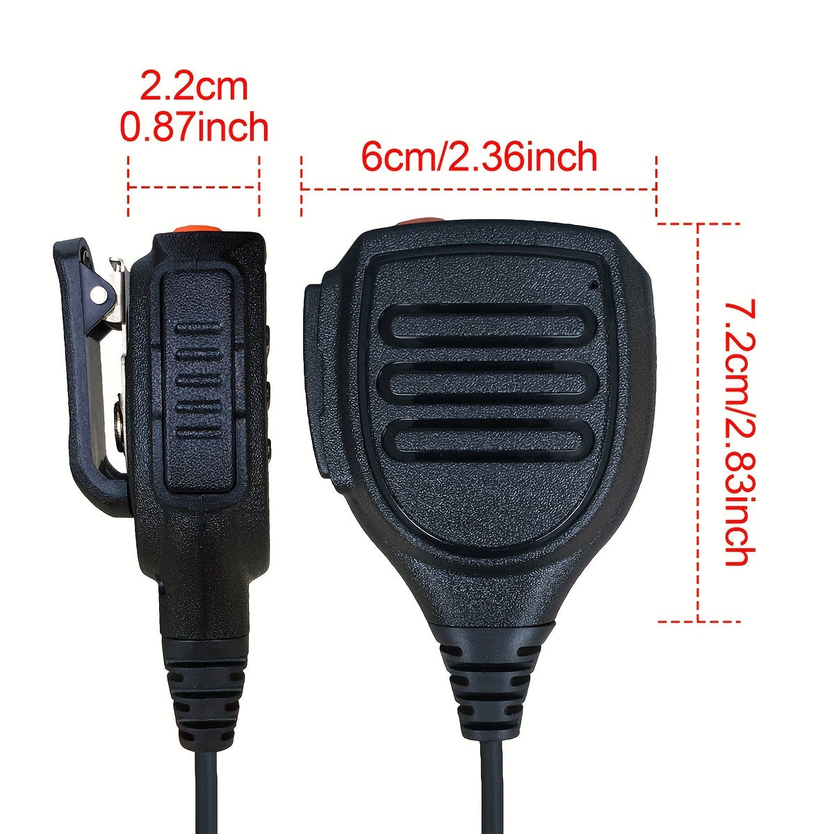 1pc RELITAKS Dual PTT Walkie Talkie Handset, 0.5W Analog Wired Communication, ABS Material, Non-Waterproof, 360° Rotating Clip, Compatible with Motorola Radios, Use Distance Under 1.5km - No Battery Included