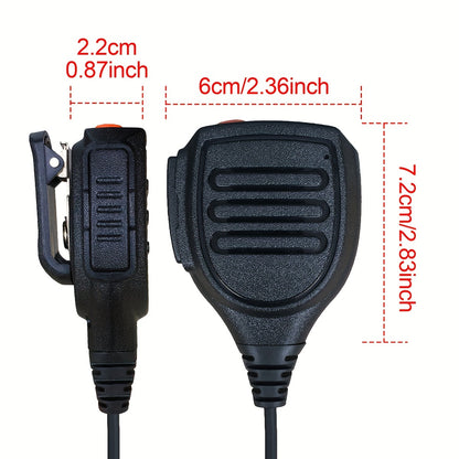 1pc RELITAKS Dual PTT Walkie Talkie Handset, 0.5W Analog Wired Communication, ABS Material, Non-Waterproof, 360° Rotating Clip, Compatible with Motorola Radios, Use Distance Under 1.5km - No Battery Included