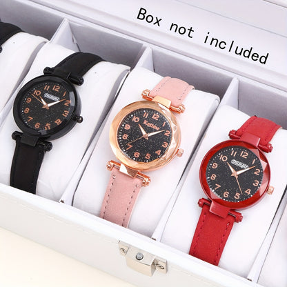 2/ 3pcs/ set Women Watch Set, PU Leather Simple Quartz Watch, Rectangle Fashion Dial, Gift for Women