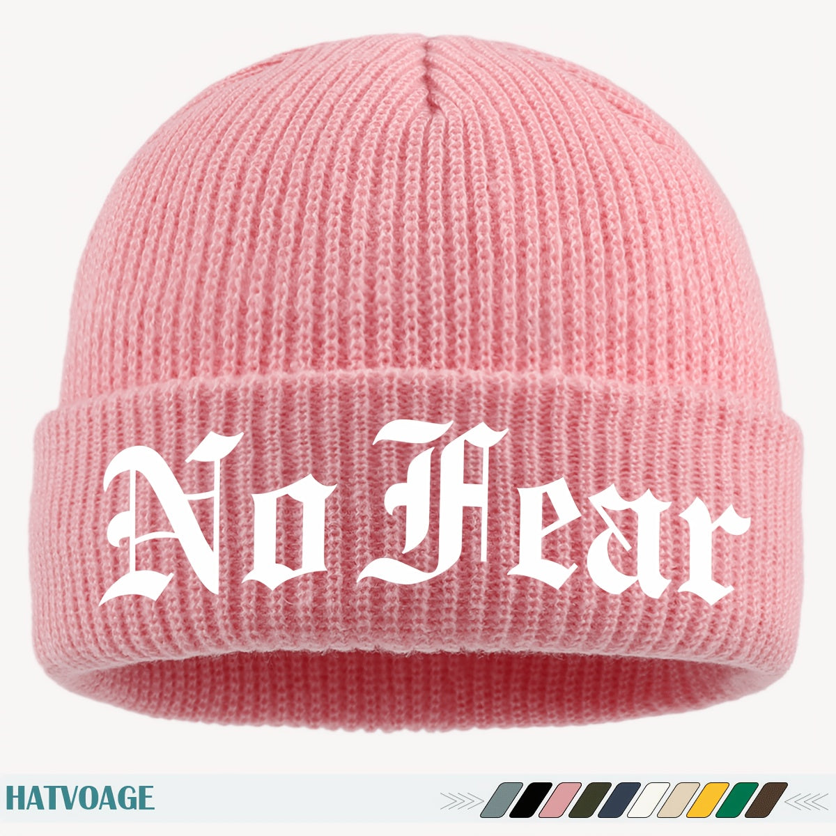 1pc "NO FEAR" Printed Beanie, Loose and Comfortable, Multi-Color Options, Unisex Couple Running Cap, Fashionable Street Skateboard Hat, Autumn/Winter Warm Hat, Suitable for Skiing, Cycling, Running, Fishing, Vacation, Birthda