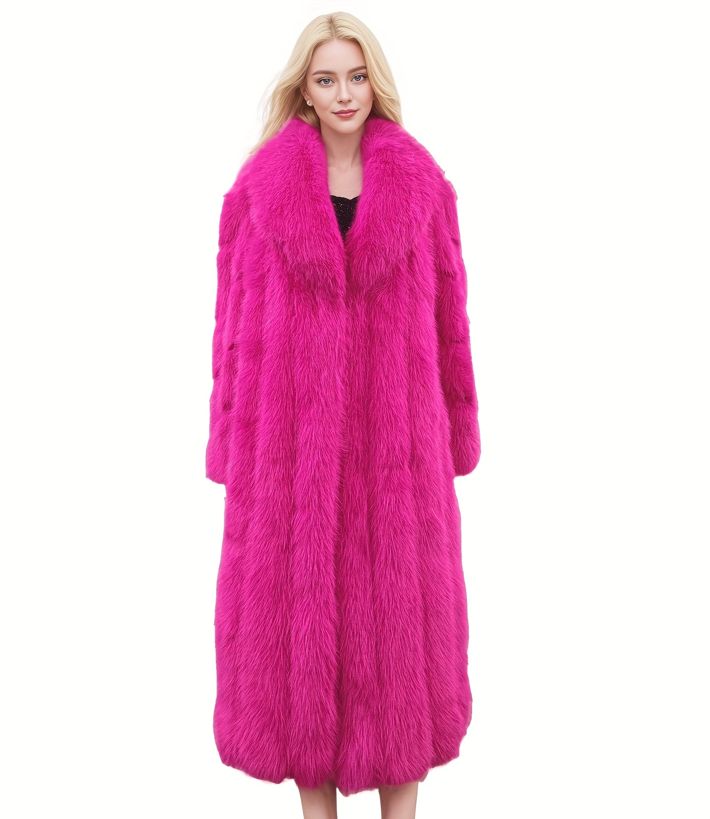 FHILLINUO Chic Women'S Faux Coat | Long Length, Solid Color, Single Breasted, with Pockets, Comfortable and Warm for Fall/Winter