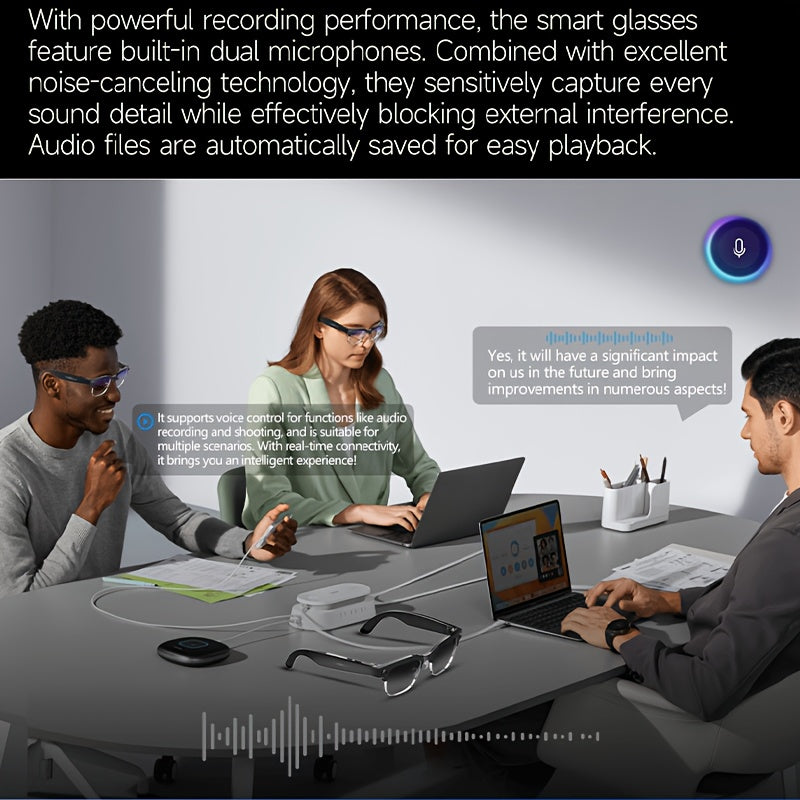 Brand New Design - New Arrival - Stylish Glasses With Smart Camera | Wireless Calling And Music Playback | Real-time Multi-language Translation | HD Video Recording | UV Protection | Lightweight, Hands-free Design - Perfect F