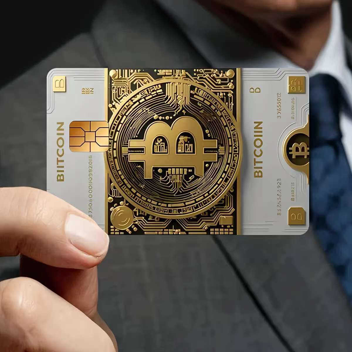 5pcs Set 2025 New Bitcoin Credit Card Skins - Holographic Gloss PVC/Scratch-Resistant Stickers with Bitcoin Logo & Emblem, Permanent Adhesive Removal (No Residue) for Crypto Cards, Collectible for DFeva Enthusiasts