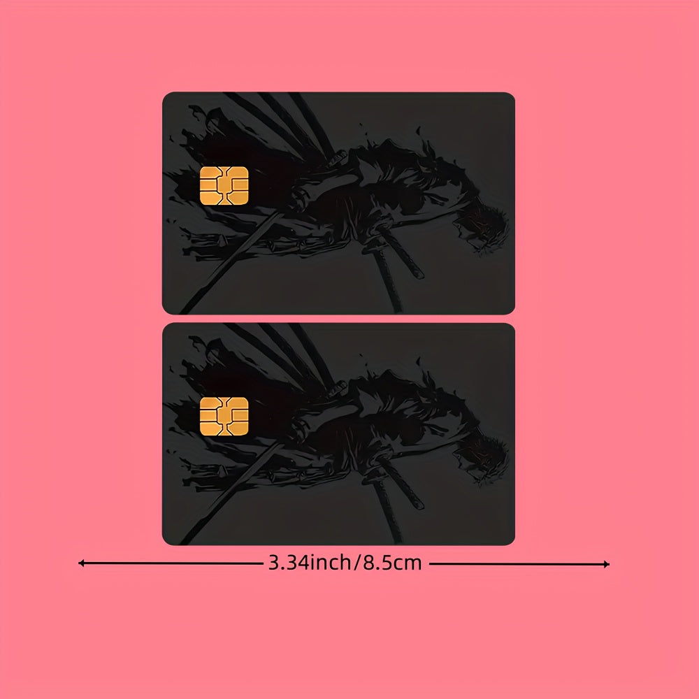 2pcs Cool Black Samurai Waterproof Vinyl Stickers, Ultra-Thin High-Quality Scratch-Resistant Card Skins for Credit/Debit Cards & ID Cards - Self-Adhesive Removable, Ideal Gift For Men & Women, Card Holder, Card Protector