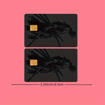 2pcs Cool Black Samurai Waterproof Vinyl Stickers, Ultra-Thin High-Quality Scratch-Resistant Card Skins for Credit/Debit Cards & ID Cards - Self-Adhesive Removable, Ideal Gift For Men & Women, Card Holder, Card Protector