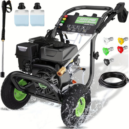 4200PSI 4.0GPM Heavy-Duty Gas-Powered High-Pressure Washer with 196CC Engine, 25ft Hose & 5 Nozzles - Commercial/Residential Portable Pressure Washing Machine for Driveways, Vehicles, Patio, Garden, Yard - EPA/CARB/, No Batte