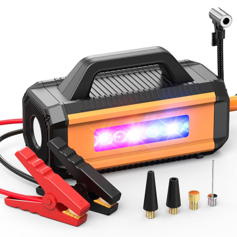 2 in 1 Car Jump Starter with Air Compror Air Iator Battery Charge Jumper Booster Power Bank Jumper Box Blue Red Emergency Alarm Flashlight