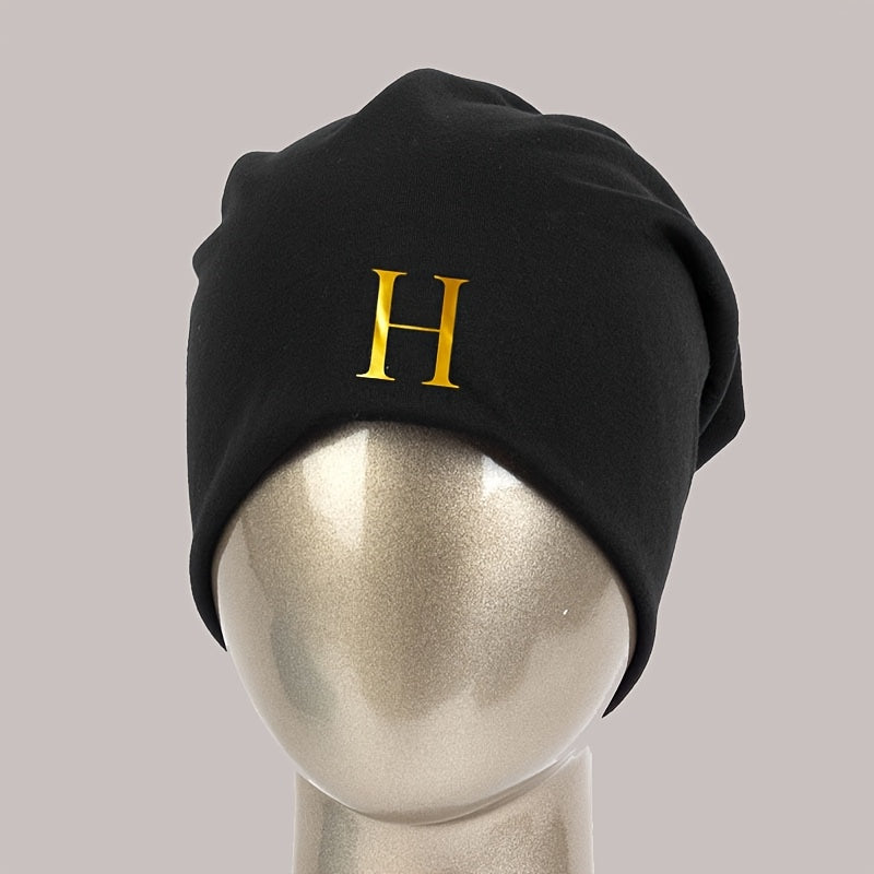1pc Unisex Soft Beret Hat - Black with Bold 'RAS' Letters, Lightweight Non-Stretchy Fit for Running, Cycling, Streetwear - All-Season Couples Gift (Valentine's Day, Birthdays) - Easy-Care Everyday & Special Occasion Beanie, C