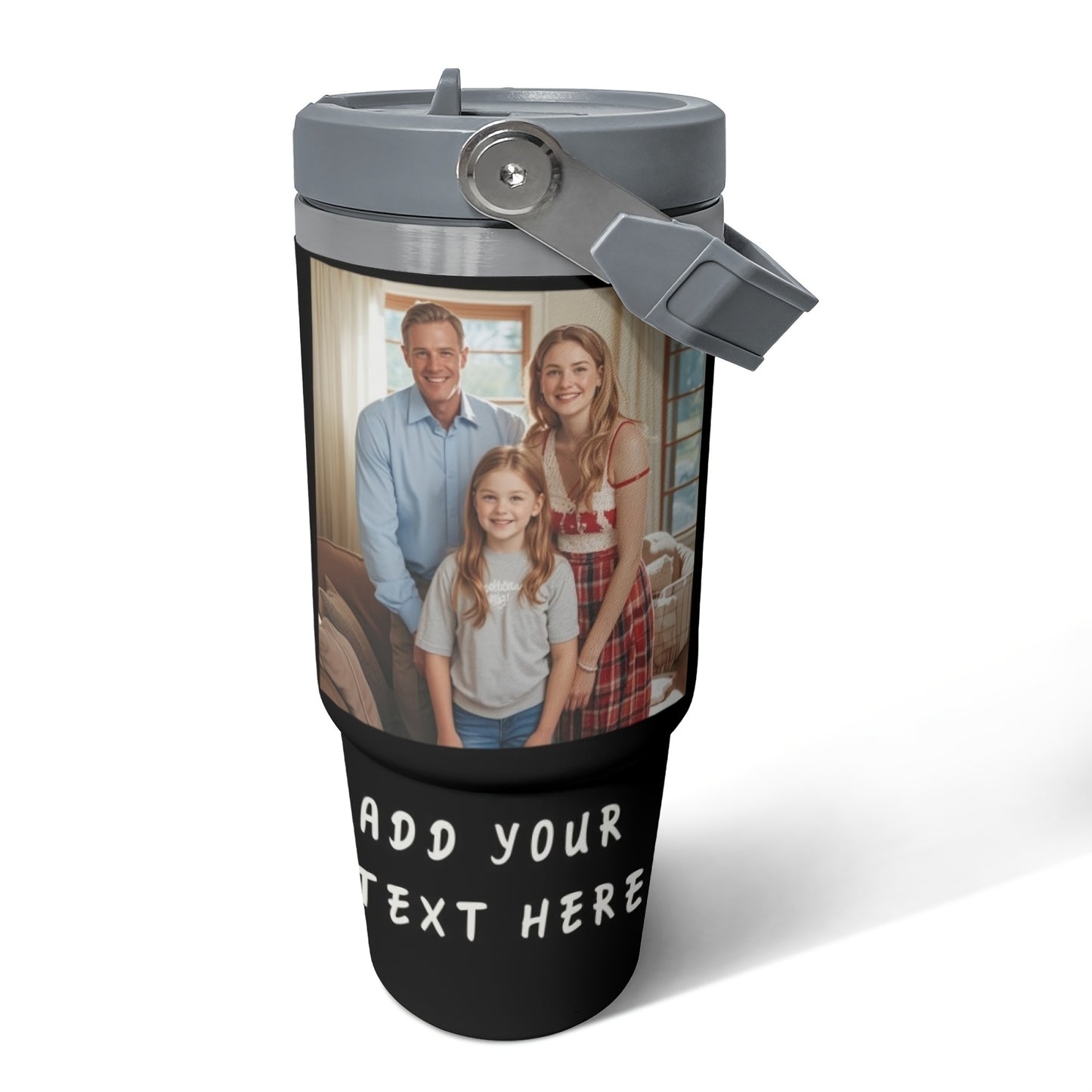 Customizable Coffee Mug Featuring a Photo, Available in 20 Oz, 30 Oz, And 40 Oz Sizes, Made of Stainless Steel with Vacuum And a Lid. an Ideal Personalized Christmas Present for Loved Ones.