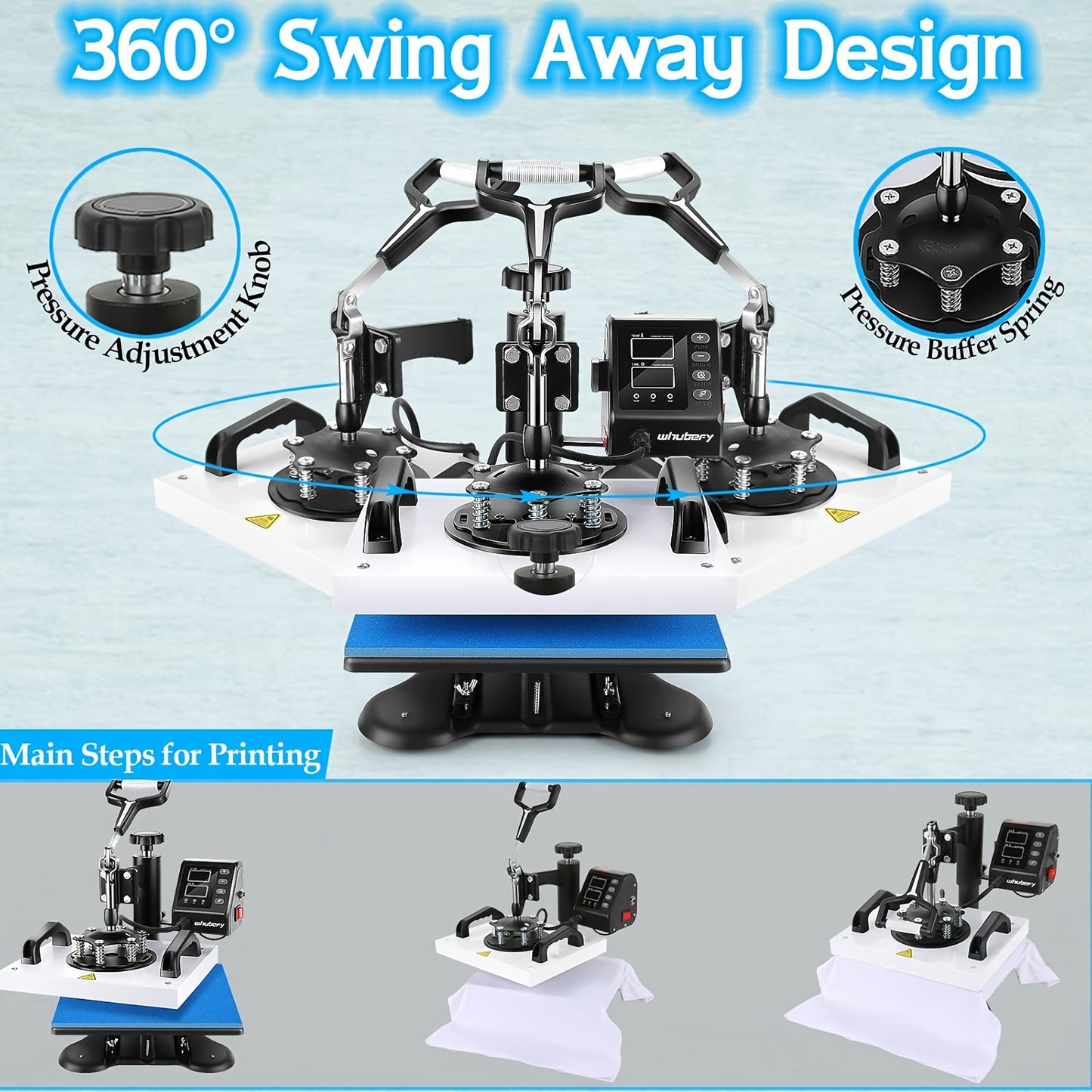 Valentines Day Gifts Heat Press Machine for Shirts 12"x10" Sublimation Shirt Heat Press Machines, 360 Degree Swing Away Sublimation Transfer Printer Fast Heat-up, Digital Precise Temperature Control, High-Security HTV Vinyl H