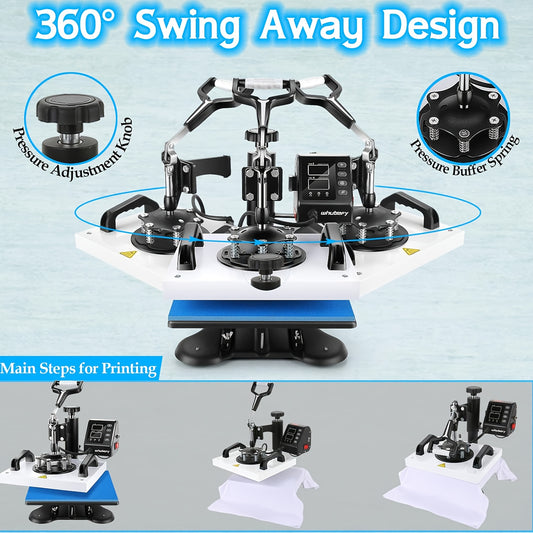 Valentines Day Gifts Heat Press Machine for Shirts 12"x10" Sublimation Shirt Heat Press Machines, 360 Degree Swing Away Sublimation Transfer Printer Fast Heat-up, Digital Precise Temperature Control, High-Security HTV Vinyl H