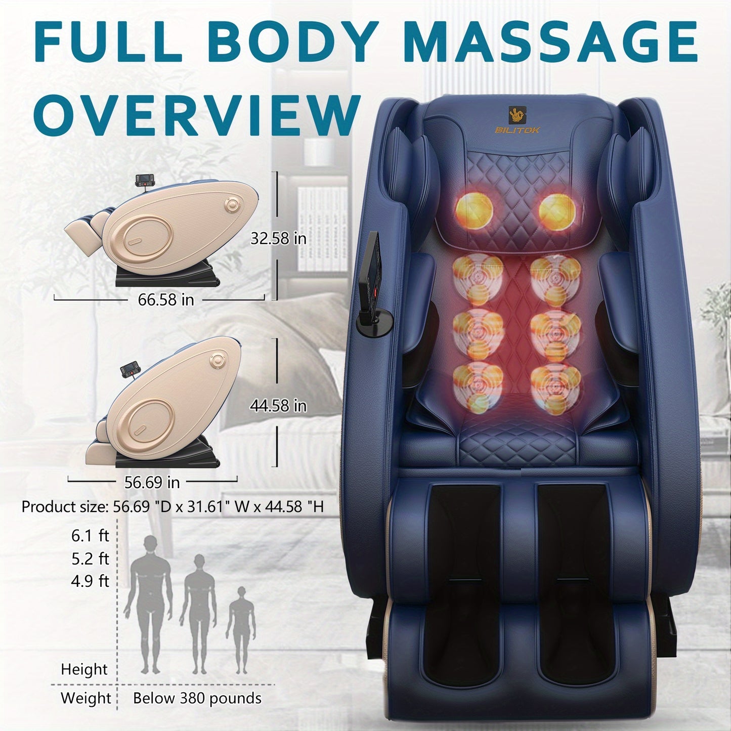 Massage Chair Recliner with Zero Gravity, Full Body Massage Chair with Heating, Built-in Speaker & Touch Screen, Air, Foot Roller - Ideal Christmas Gifts for Men And Women, Electronic Neck And Back Massager