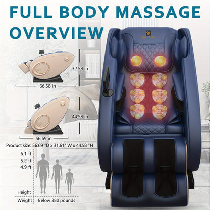 Massage Chair Recliner with Zero Gravity, Full Body Massage Chair with Heating, Built-in Speaker & Touch Screen, Air, Foot Roller - Ideal Christmas Gifts for Men And Women, Electronic Neck And Back Massager