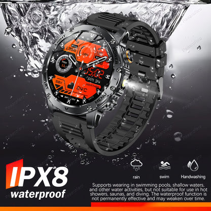 Paearofero 1000mAh Large Battery Outdoor Smartwatch, LED Flashlight, Wireless Calling, Voice Assistant, Multi-Function Reminder, Sports Fitness, 1.7-inch HD Display, Alloy Body, Men'S Smartwatch for iPhone&Android, Holiday Gi