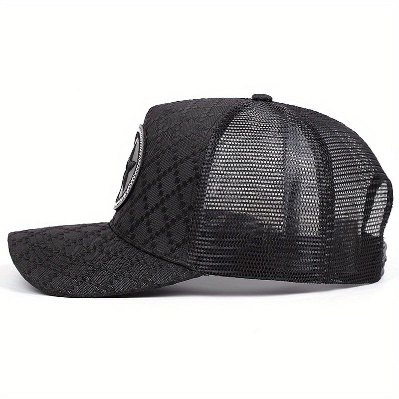 2025 New Men'S Outdoor Sports Baseball Cap - Flat Top Hip Hop Hat with Cool Bill, Breathable Mesh Back, & Design, Durable Polyester/Nylon Blend
