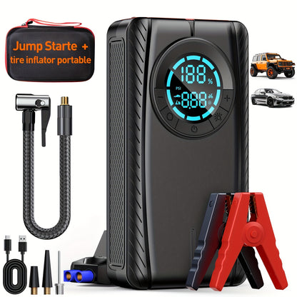 Tire Inflator Portable Air Compressor, Portable Air Compressor with Digital Gauge & LED Light, USB Rechargeable, 3X Fast Inflation, for SUV Cars Bikes Motorcycles & Sports Equipment And Ball, Black Friday Christmas 2026 New Y
