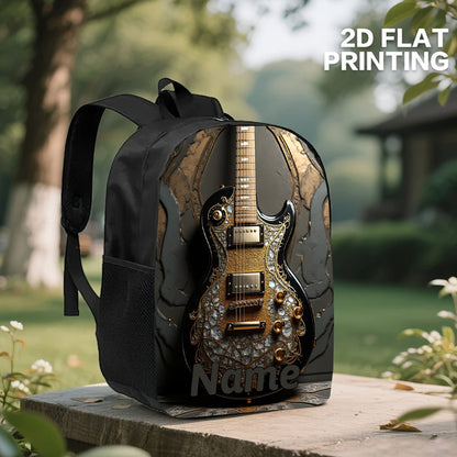 1pc Custom Electric Guitar Backpack - Personalized Name/Text, Large Capacity 17-Inch Laptop Backpack with Electric Guitar Design, Lightweight School, Travel, Work Bag - Birthday/Christmas/Father's Day Gifts for Musicians, Stu